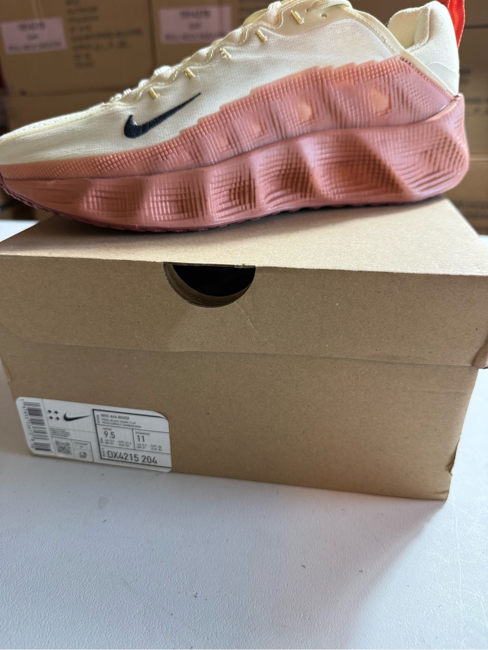 Nike Cream and Pink Women's Wave-Style Sneakers